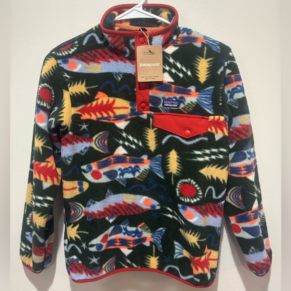 Patagonia Other - Patagonia Kids Lightweight Synchilla Snap-T Pullover in Salmon Energy NWT Fish
